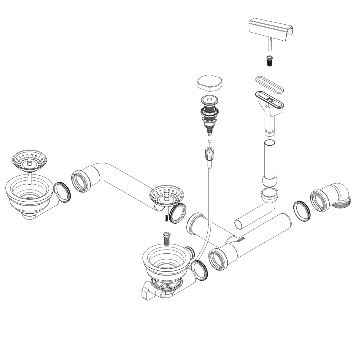 Ablaufgarnitur mit Excenterbedienung 629388PD